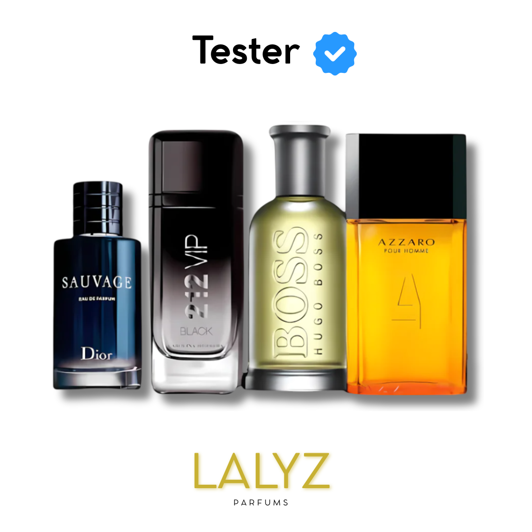 Combo de 4 Perfumes Tester – Sauvage, 212 VIP Black, Hugo Boss, Azzaro 100ml
