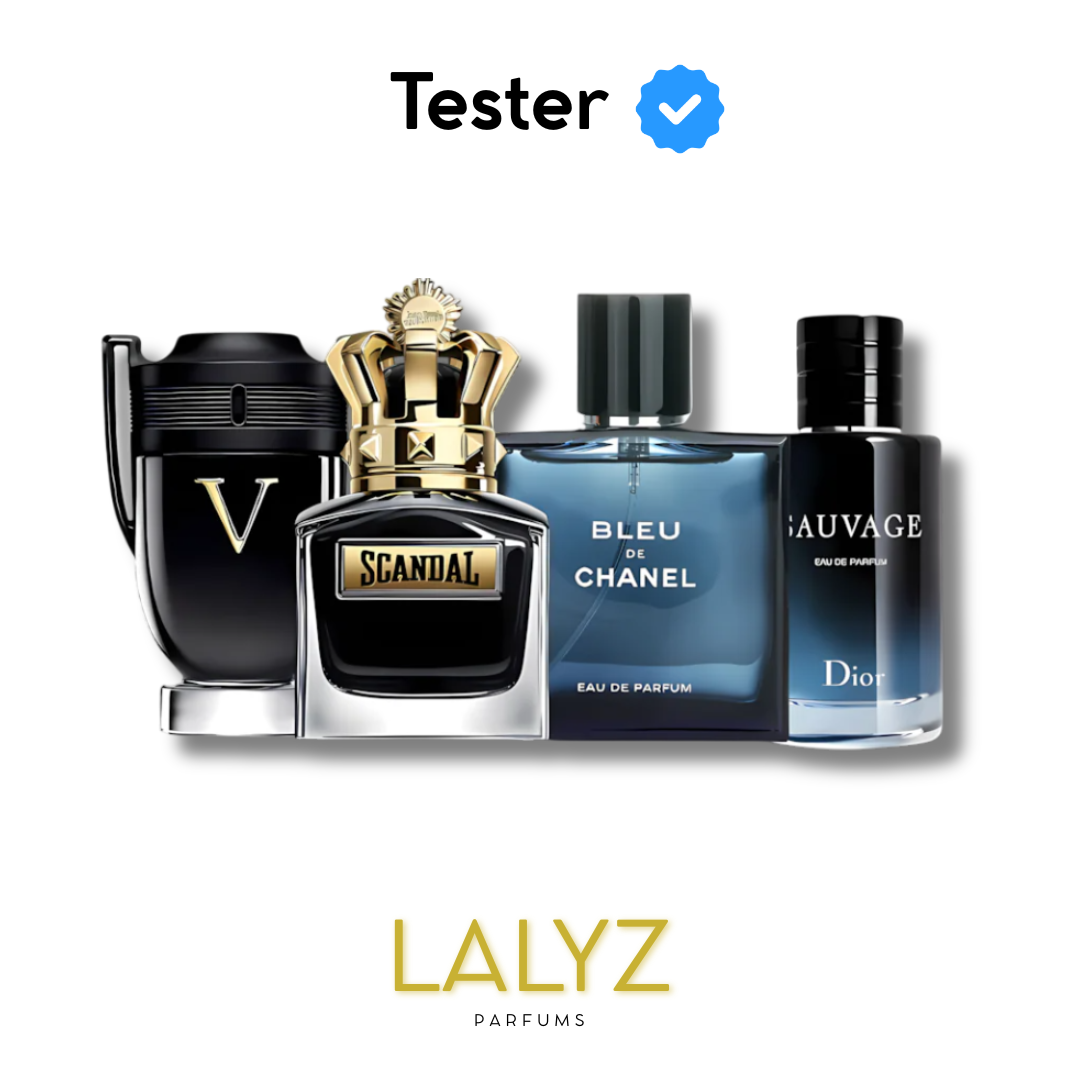 Combo de 4 Perfumes Tester – Scandal, Sauvage, Bleu de Chanel e Invictus Victory 100ml