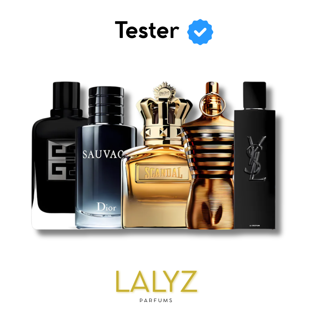 Combo de 5 Perfumes Tester – Gentleman, Sauvage, Scandal Absolu, Le Male e YSL Myslf 100ml