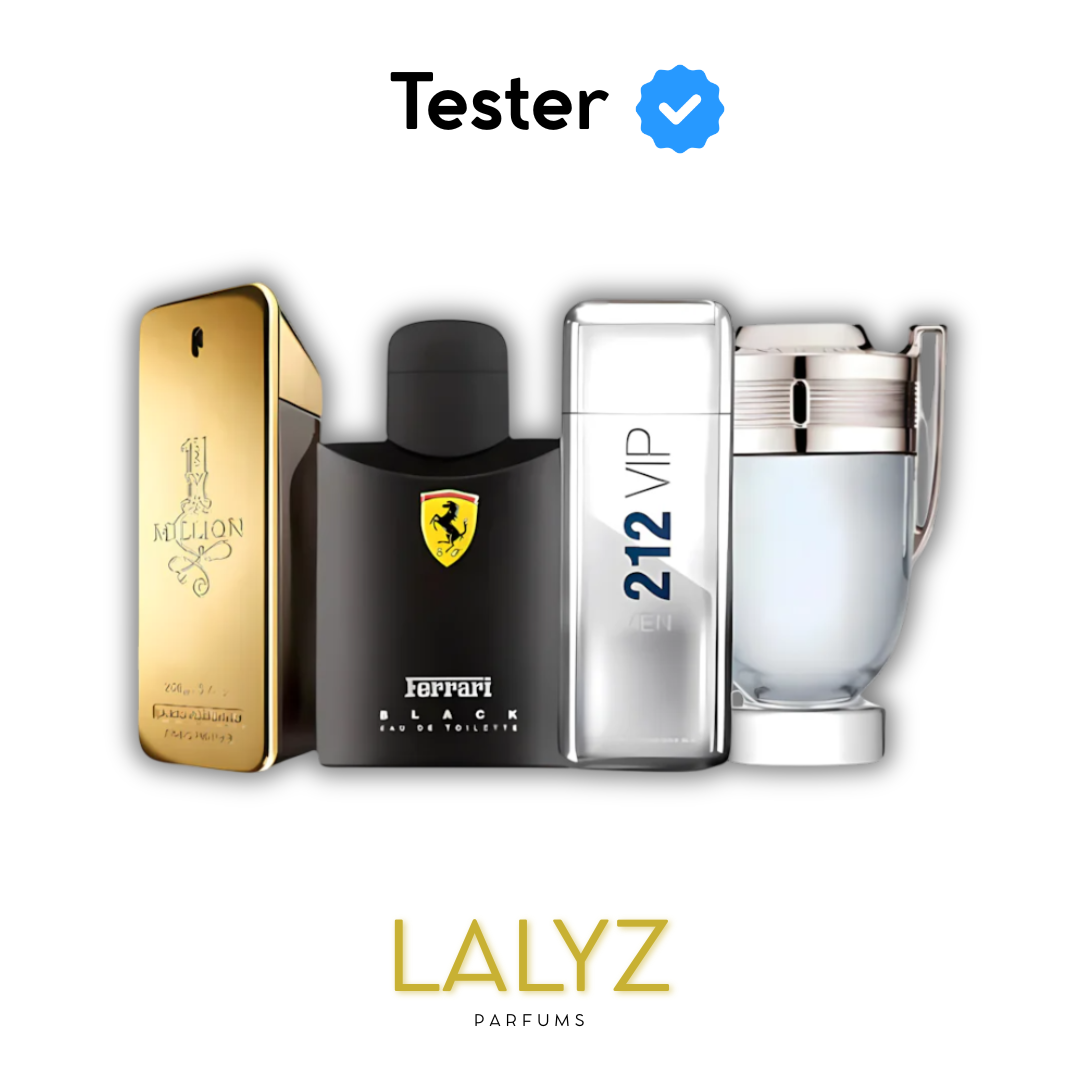 Combo de 4 Perfumes Tester – One Million, Ferrari Black, 212 VIP Men e Invictus 100ml