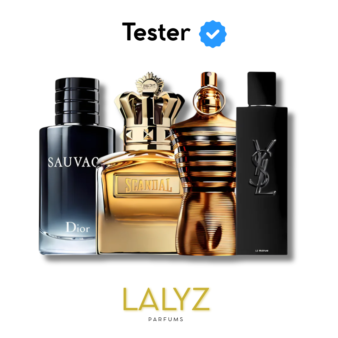 Combo de 4 Perfumes Tester – Sauvage, Scandal Absolu, Le Male Elixir e YSL Myslf 100ml